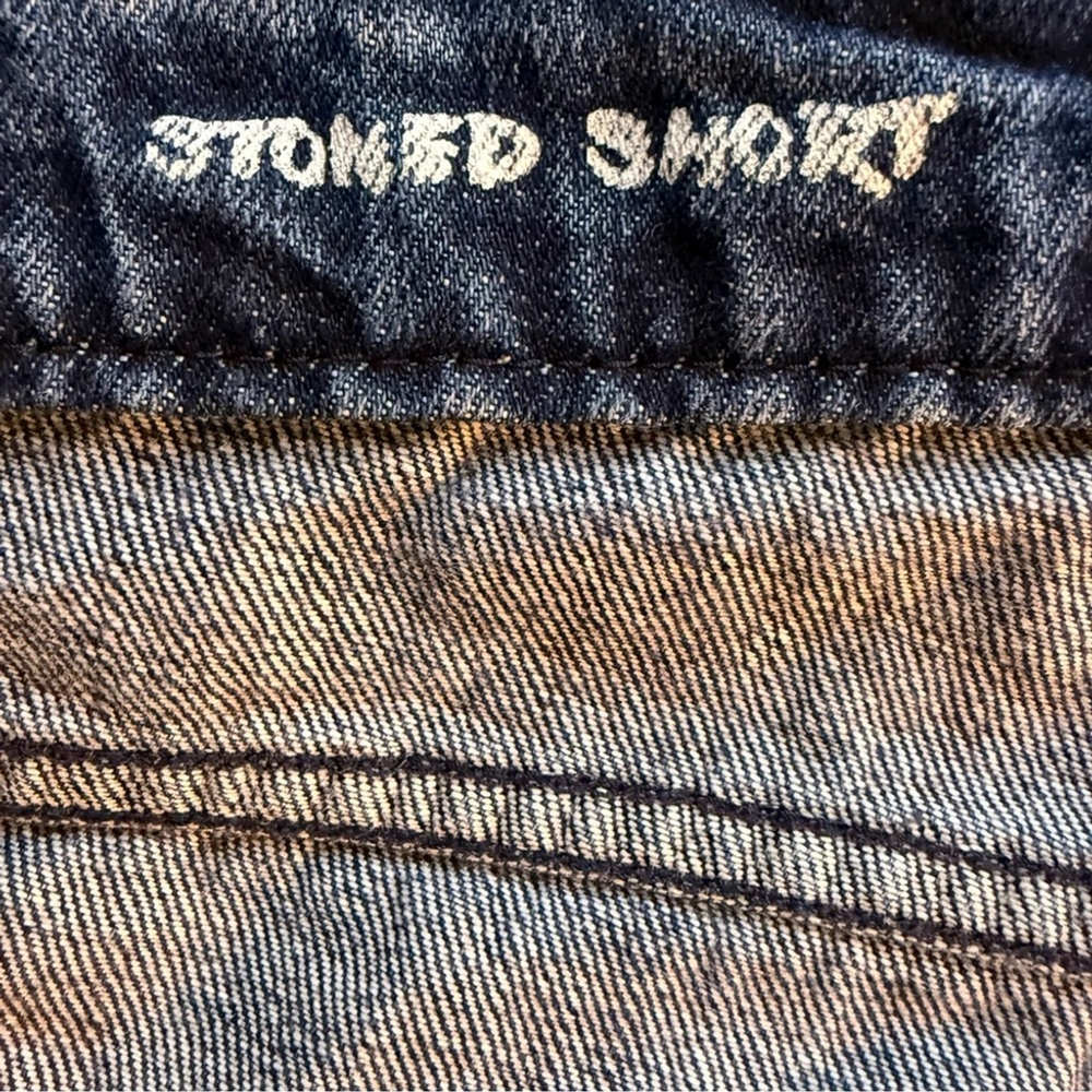Volcom Y2K Denim Frayed Hem Shorts Size 28 Festival Distressed Denim Streetwear - Picture 4 of 12